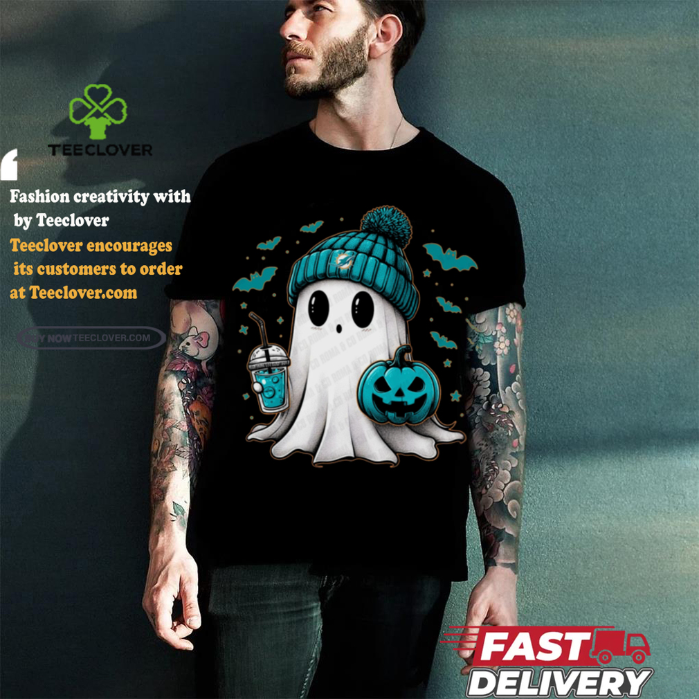 Halloween Miami Dolphins NFL Football Fan Ghost with Pumpkin shirt Halloween Miami Dolphins NFL Football Fan Ghost with Pumpkin shirt