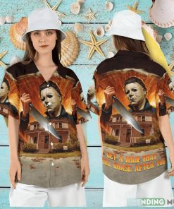 Halloween Michael Myers Hawaiian Shirt Get a Man that will Chase after You Button Shirt Horror Movie Character Aloha Shirt