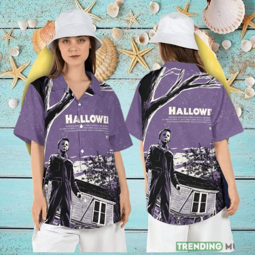 Halloween Michael Myers Hawaiian Shirt Horror Killer Button Shirt Scary Movie Aloha Shirt Horror Beach Hawaii Shirt