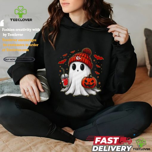 Halloween NFL Football Fan Ghost with Pumpkin kansas city hoodie, sweater, longsleeve, shirt v-neck, t-shirt