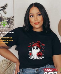 Halloween New England Patriots NFL Football Fan Ghost with Pumpkin shirt