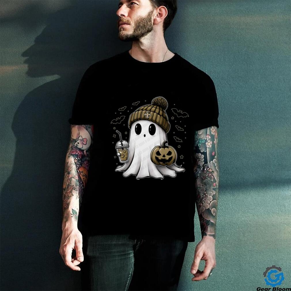 Halloween New Orleans Saints NFL Football Fan Ghost with Pumpkin shirt Halloween New Orleans Saints NFL Football Fan Ghost with Pumpkin shirt