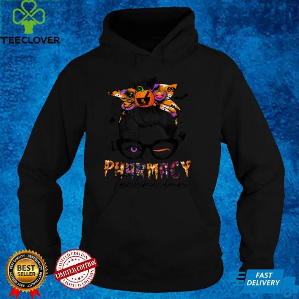 Halloween Pharmacy Tech Costume Messy Bun Hair Woman T Shirt