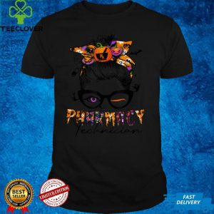 Halloween Pharmacy Tech Costume Messy Bun Hair Woman T Shirt