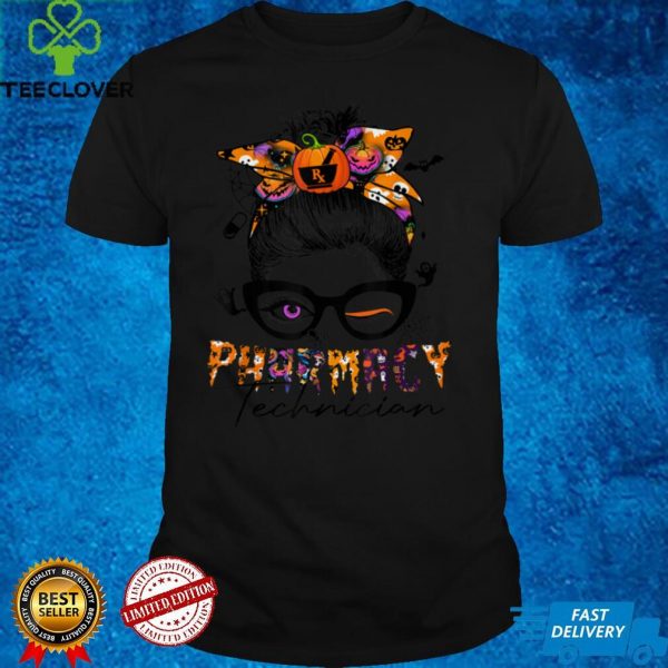 Halloween Pharmacy Tech Costume Messy Bun Hair Woman T Shirt