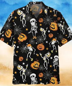 Halloween Pumpkin Skeleton Dancing Hawaiian Shirt