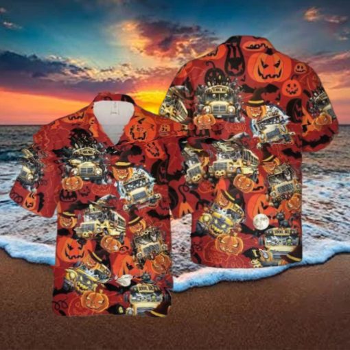Halloween School Bus Hawaiian Shirt