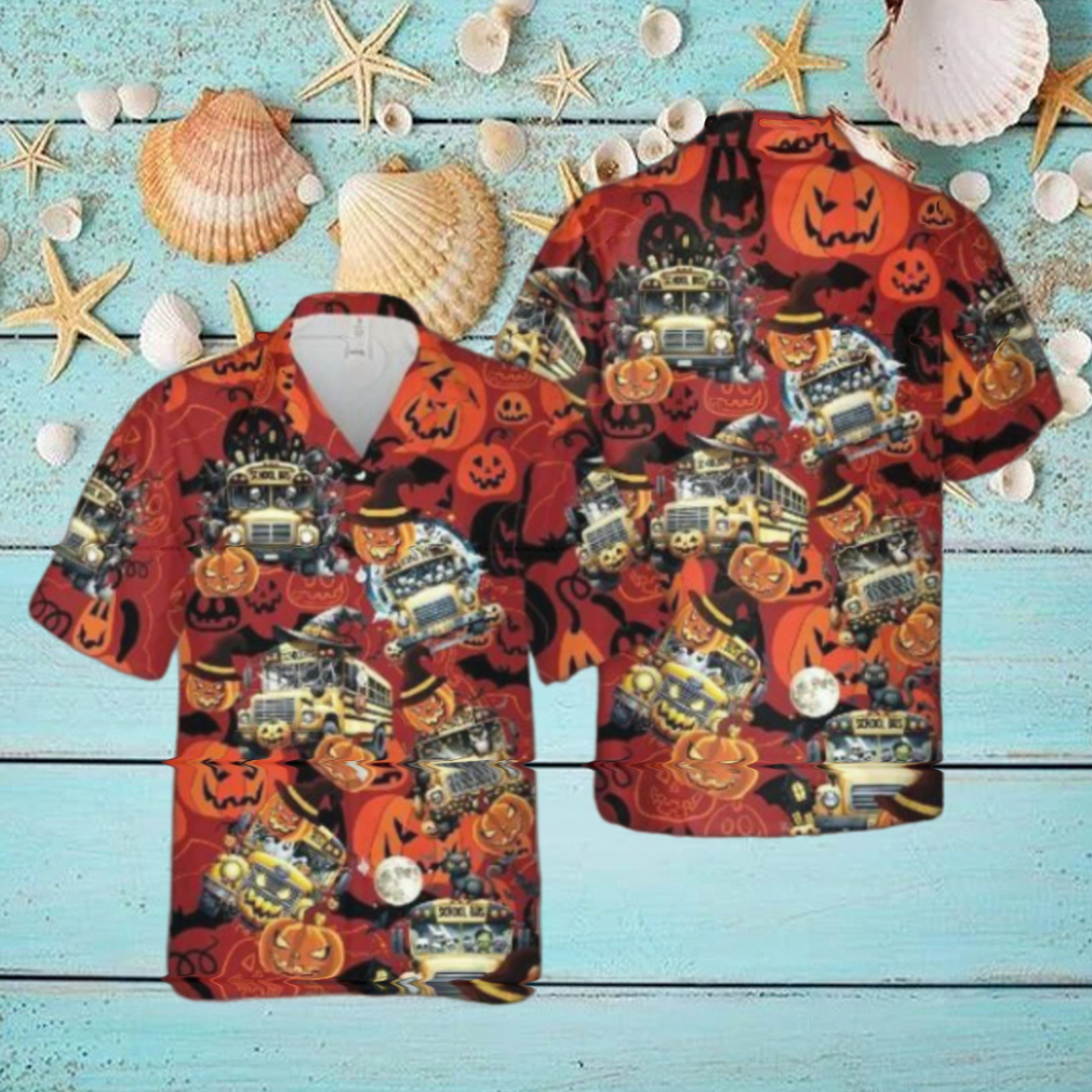 Halloween School Bus Hawaiian Shirt Halloween School Bus Hawaiian Shirt