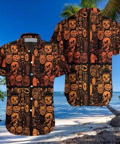 Halloween Skull Pumpkin Hawaiian Shirt For Men Women Adult