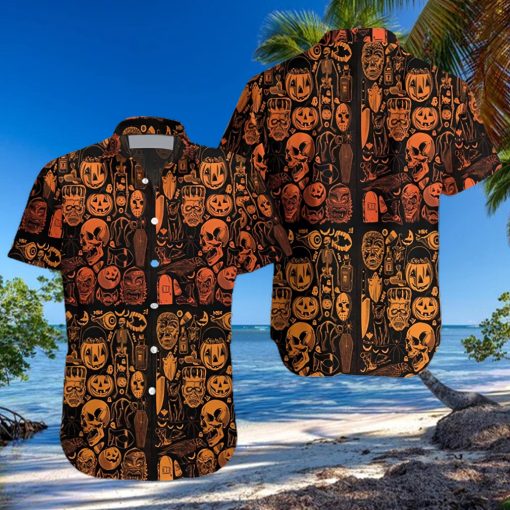 Halloween Skull Pumpkin Hawaiian Shirt For Men Women Adult