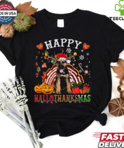 Halloween Thanksgiving Christmas German Shepherd Xmas German Shepherd T Shirt