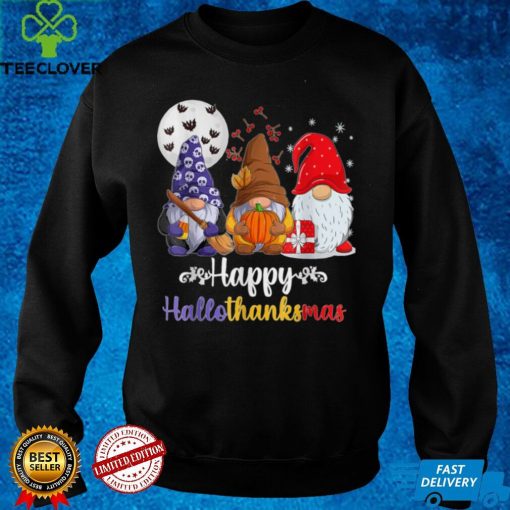 Halloween Thanksgiving Christmas Happy HalloThanksMas Gnomes T Shirt 5 tee