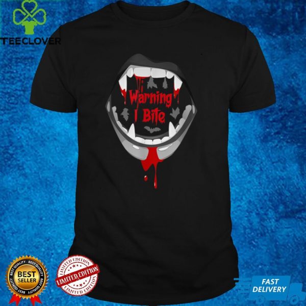 Halloween Vampire Design Warning I Bite Scary Vampire Funny T Shirt