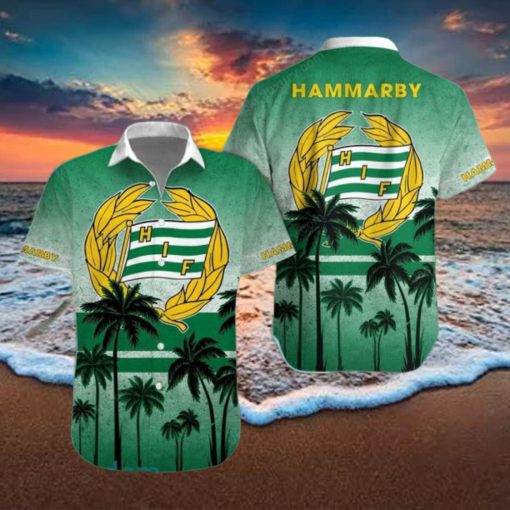 Hammarby Fotboll Palm Tree Green Logo Hawaiian Shirt Impressive Gift