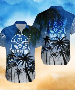 Hampton Pirates Hawaiian Shirt Summer Gift Coconut Tree Tropical Grunge Pattern For NCAA Fans