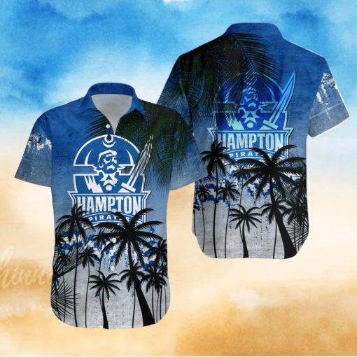 Hampton Pirates Hawaiian Shirt Summer Gift Coconut Tree Tropical Grunge Pattern For NCAA Fans