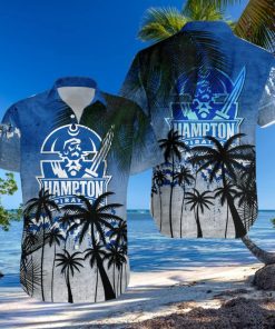 Hampton Pirates Hawaiian Shirt Summer Gift Coconut Tree Tropical Grunge Pattern For NCAA Fans