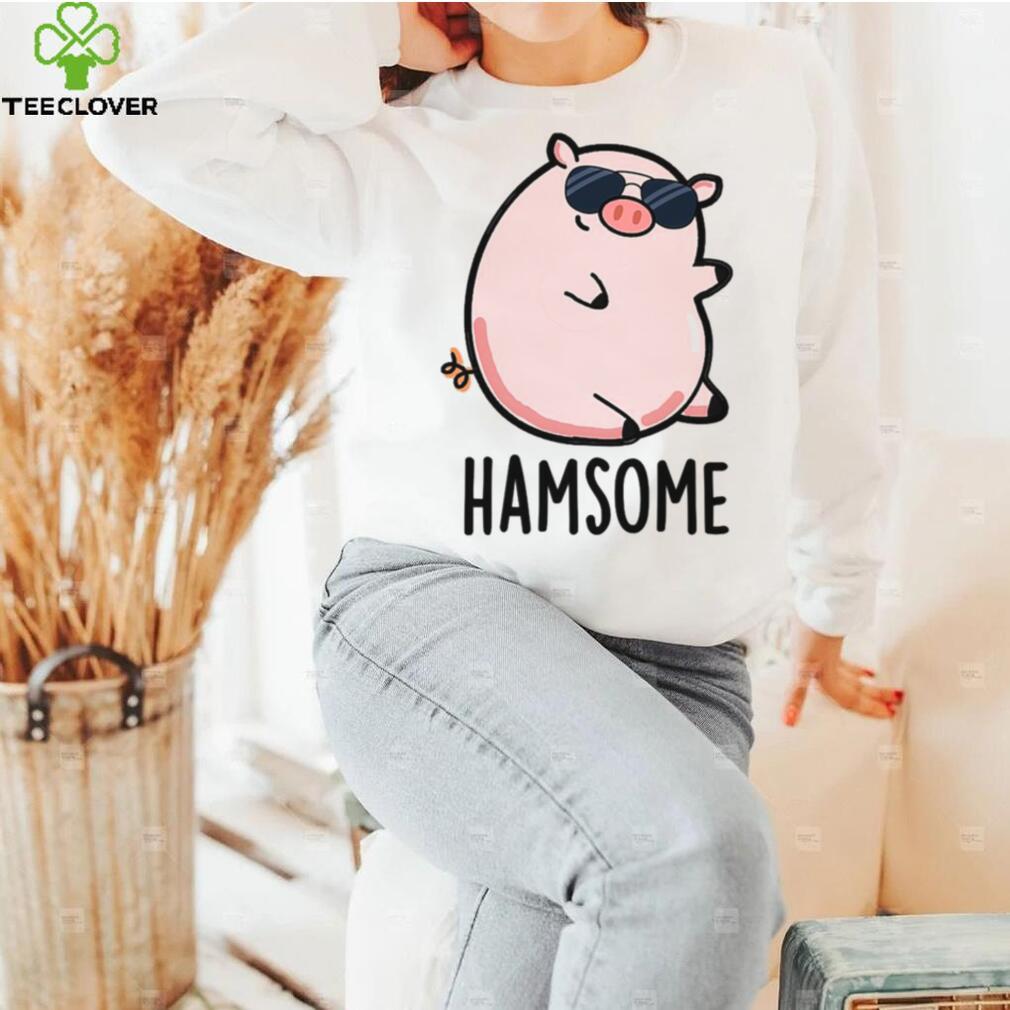 Hamsome Cute Handsome Pun Funny Pig Design Unisex T Shirt