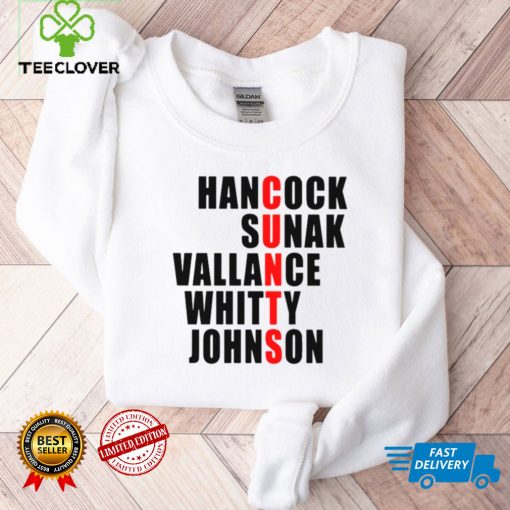 Hancock Sunak Vallance Whitty Johnson shirt tee