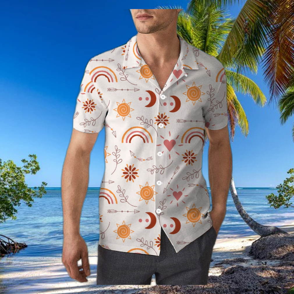 Hand Drawn Rainbow Sun Moon and Arrow Boho Unisex 3D Hawaiian Shirt Bright Gift For Men And Women Holiday Hand Drawn Rainbow Sun Moon and Arrow Boho Unisex 3D Hawaiian Shirt Bright Gift For Men And Women Holiday
