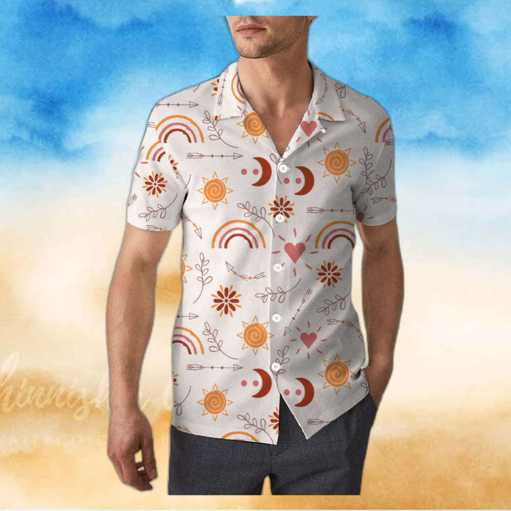 Hand Drawn Rainbow Sun Moon and Arrow Boho Unisex 3D Hawaiian Shirt Bright Gift For Men And Women Holiday Hand Drawn Rainbow Sun Moon and Arrow Boho Unisex 3D Hawaiian Shirt Bright Gift For Men And Women Holiday