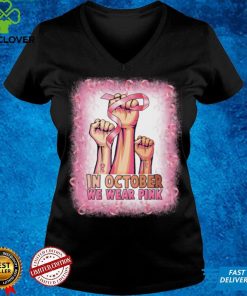 Hand In october we wear pink breast cancer awareness Ladies T Shirt