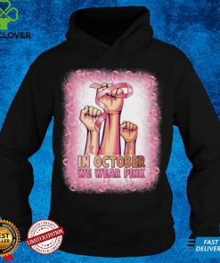 Hand In october we wear pink breast cancer awareness Ladies T Shirt