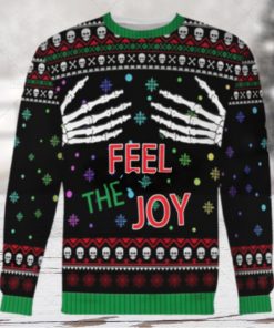 Hand Skeleton Feel The Joy Christmas Funny Ugly Wool Knitted Sweater