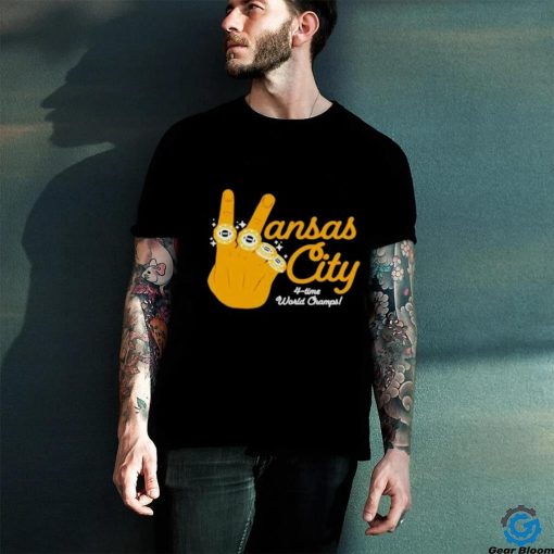 Hand Yellow Kansas City 4 Time World Champs Hand Rings shirt