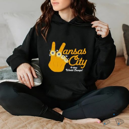 Hand Yellow Kansas City 4 Time World Champs Hand Rings shirt