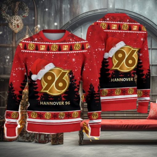 Hannover 96 Ugly Christmas Sweater Santa Hat Logo Tree Gift For Men And Women