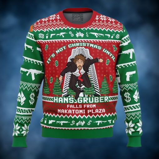 Hans Gruber Fall Nakatomi Plaza Die Hard Ugly Christmas Sweater