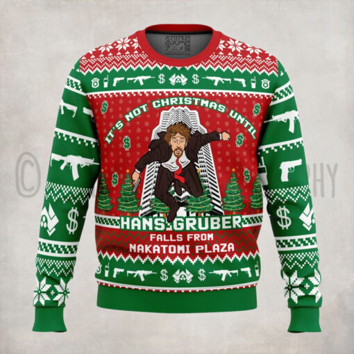 Hans Gruber Fall Nakatomi Plaza Die Hard Ugly Christmas Sweater
