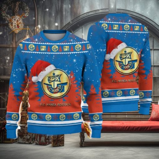 Hansa Rostock Ugly Christmas Sweater Santa Hat Logo Tree Gift For Men And Women