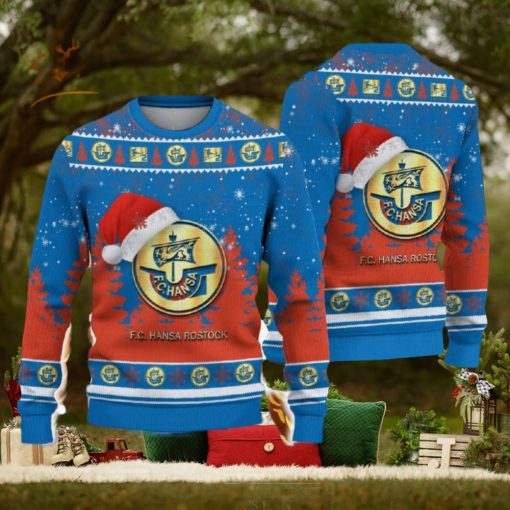 Hansa Rostock Ugly Christmas Sweater Santa Hat Logo Tree Gift For Men And Women