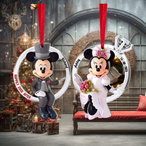 Happily Ever After, Set Of 2 Personalized Ornaments For Couple, Christmas Gift, Anniversary Gift Ideas