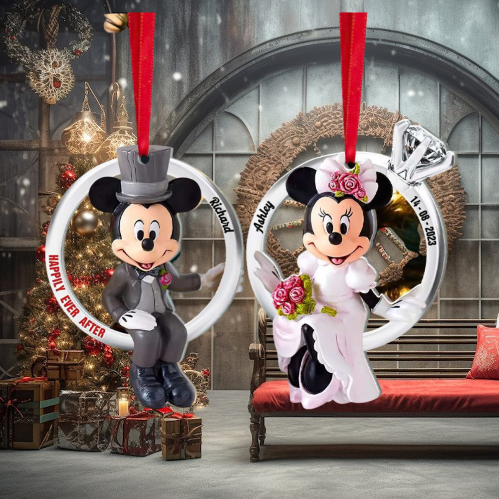 Happily Ever After, Set Of 2 Personalized Ornaments For Couple, Christmas Gift, Anniversary Gift Ideas Happily Ever After, Set Of 2 Personalized Ornaments For Couple, Christmas Gift, Anniversary Gift Ideas