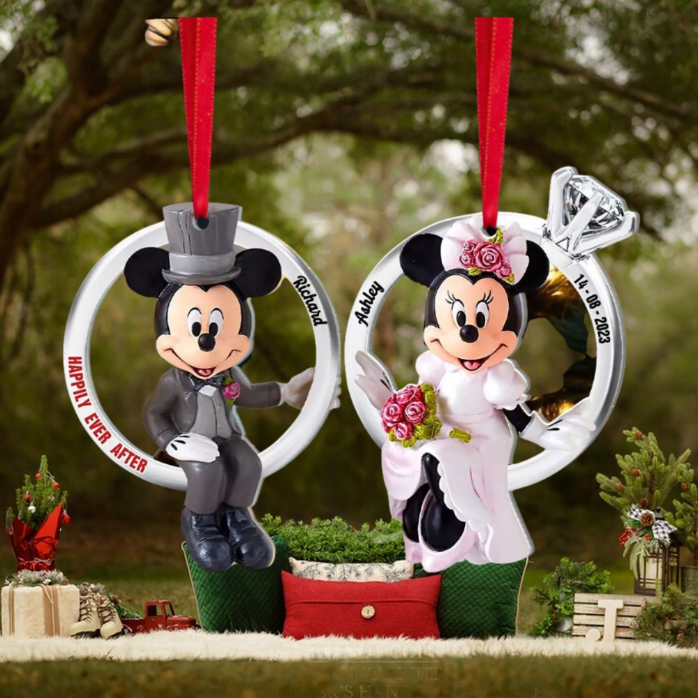 Happily Ever After, Set Of 2 Personalized Ornaments For Couple, Christmas Gift, Anniversary Gift Ideas Happily Ever After, Set Of 2 Personalized Ornaments For Couple, Christmas Gift, Anniversary Gift Ideas