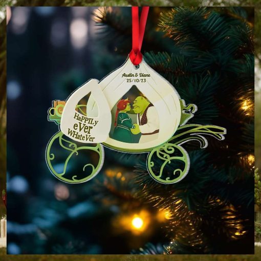 Happily Ever Whatever, Couple Gift, Personalized Acrylic Ornament, Green Couple Ornament, Christmas Gift