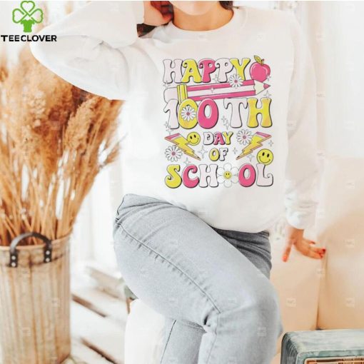 Happy 100th day of school teacher appreciation smiley hoodie, sweater, longsleeve, shirt v-neck, t-shirt