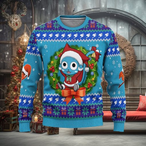 Happy Anime Custom Fairy Tail Xmas Women Mens Ugly Christmas 3D Knitted Sweater