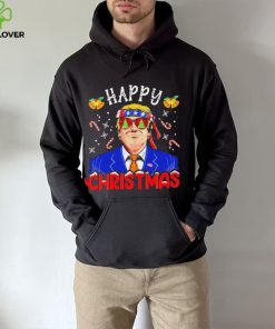 Happy Christmas American Flag Trump Ugly Christmas Shirt
