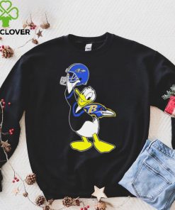 Happy Donald Duck character Baltimore Ravens football helmet logo shirt