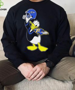 Happy Donald Duck character Baltimore Ravens football helmet logo hoodie, sweater, longsleeve, shirt v-neck, t-shirt