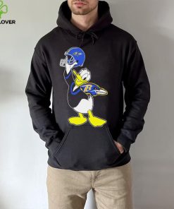 Happy Donald Duck character Baltimore Ravens football helmet logo hoodie, sweater, longsleeve, shirt v-neck, t-shirt