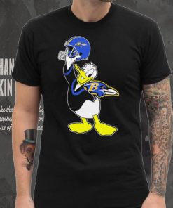 Happy Donald Duck character Baltimore Ravens football helmet logo hoodie, sweater, longsleeve, shirt v-neck, t-shirt