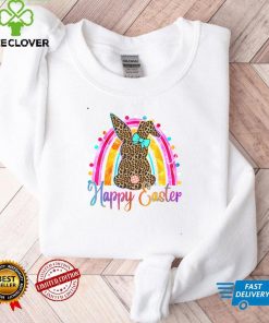 Happy Easter Gift Leopard Bunny Easter Rainbow Girls Women T Shirt Sweater Shirt