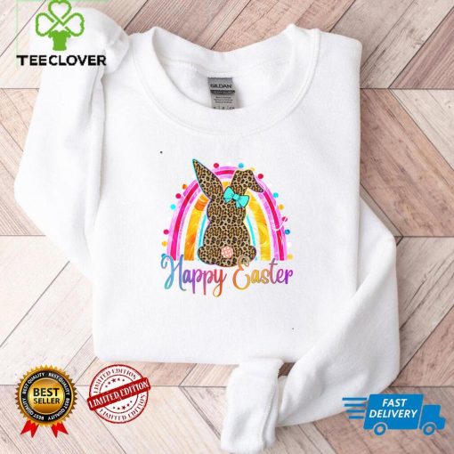 Happy Easter Gift Leopard Bunny Easter Rainbow Girls Women T Shirt Sweater Shirt