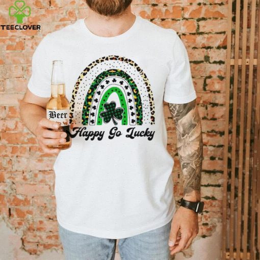 Happy Go Lucky St Patricks Day Rainbow Lucky Clover Shamrock Shirt