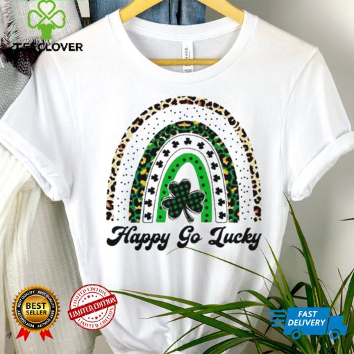 Happy Go Lucky St Patricks Day Rainbow Lucky Clover Shamrock Shirt